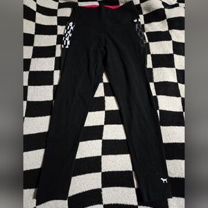 Victoria's Secret Pink black leggings with mesh pocket and logo size large
